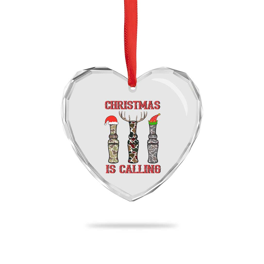 Funny Xmas Hunting Heart Crystal Glass Ornament Xmas Is Calling Camouflage Hunting Whistle TS11 Print Your Wear