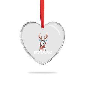 Funny Xmas Husky Heart Crystal Glass Ornament Merry Kissmyasss Husky Reindeer Dog Lover TS09 Print Your Wear