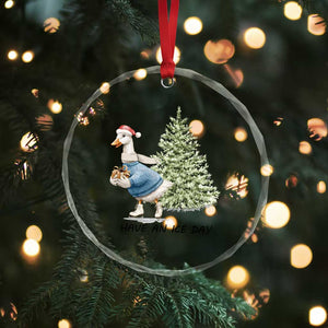 Funny Xmas Ice Skating Crystal Glass Ornament Have An Ice Day Goose Xmas Tree TS11 Print Your Wear