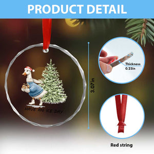 Funny Xmas Ice Skating Crystal Glass Ornament Have An Ice Day Goose Xmas Tree TS11 Print Your Wear