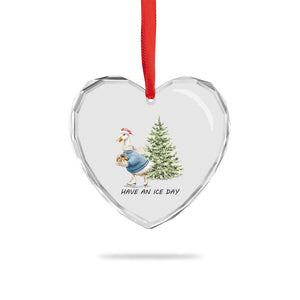 Funny Xmas Ice Skating Heart Crystal Glass Ornament Have An Ice Day Goose Xmas Tree TS11 Print Your Wear