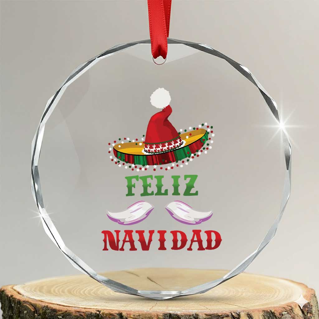 Funny Xmas In Mexico Crystal Glass Ornament Feliz Navidad Sombrero Santa Hat TS11 Transparent Glass 3'' Circle Print Your Wear