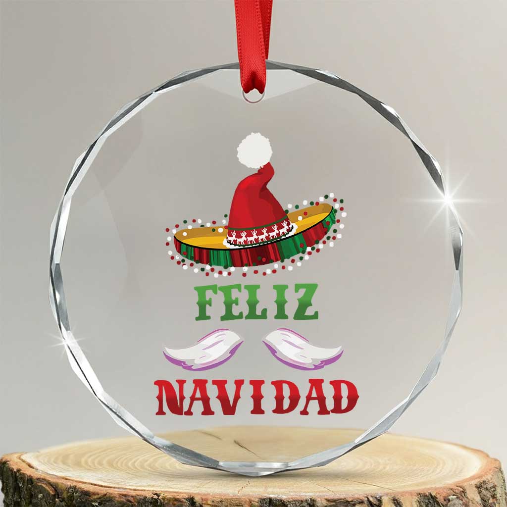 Funny Xmas In Mexico Crystal Glass Ornament Feliz Navidad Sombrero Santa Hat TS11 Transparent Glass 3'' Circle Print Your Wear