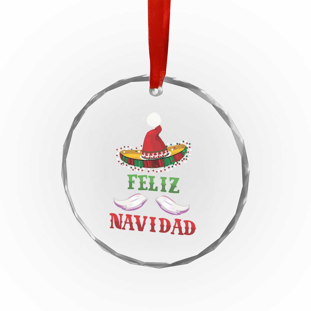 Funny Xmas In Mexico Crystal Glass Ornament Feliz Navidad Sombrero Santa Hat TS11 Print Your Wear