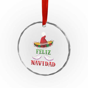 Funny Xmas In Mexico Crystal Glass Ornament Feliz Navidad Sombrero Santa Hat TS11 Print Your Wear