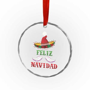 Funny Xmas In Mexico Crystal Glass Ornament Feliz Navidad Sombrero Santa Hat TS11 Print Your Wear