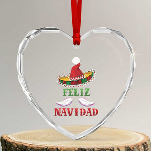 Funny Xmas In Mexico Heart Crystal Glass Ornament Feliz Navidad Sombrero Santa Hat TS11 Transparent Glass 3'' Heart Print Your Wear