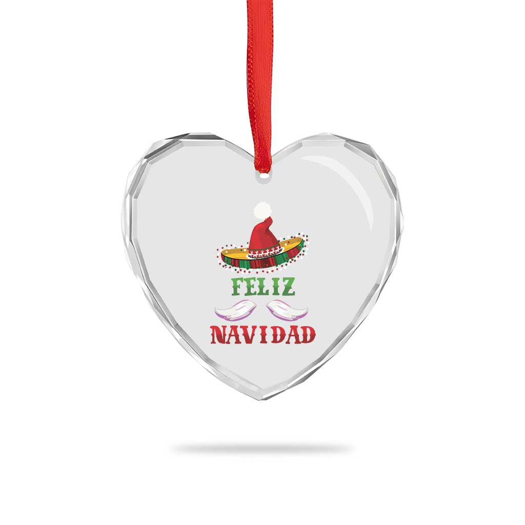 Funny Xmas In Mexico Heart Crystal Glass Ornament Feliz Navidad Sombrero Santa Hat TS11 Print Your Wear