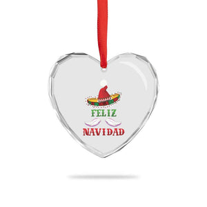 Funny Xmas In Mexico Heart Crystal Glass Ornament Feliz Navidad Sombrero Santa Hat TS11 Print Your Wear