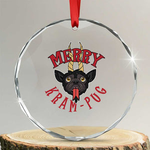 Funny Xmas Krampus Pug Dog Crystal Glass Ornament Merry Krampug Cute Pug Satan TS09 Transparent Glass 3'' Circle Print Your Wear