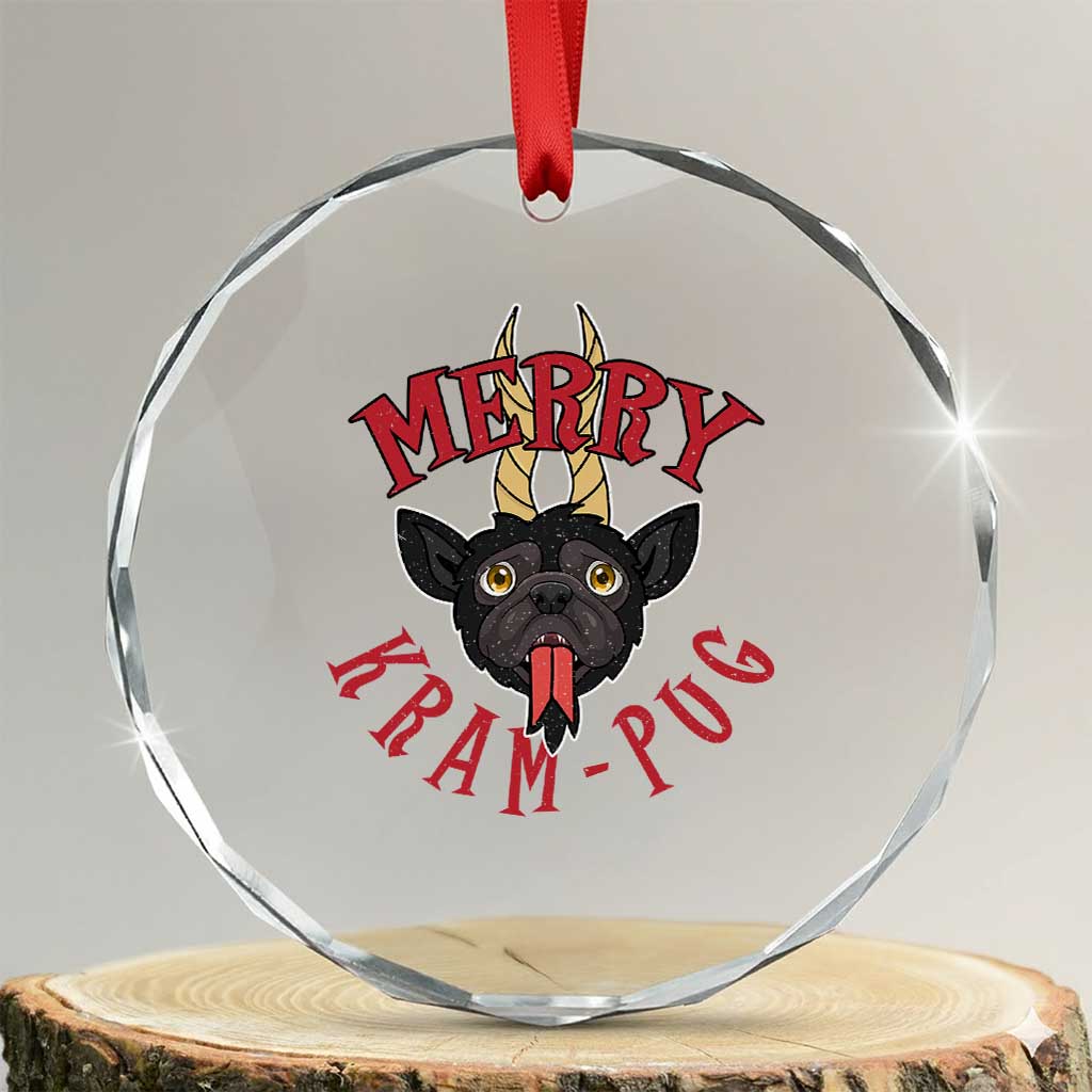 Funny Xmas Krampus Pug Dog Crystal Glass Ornament Merry Krampug Cute Pug Satan TS09 Transparent Glass 3'' Circle Print Your Wear