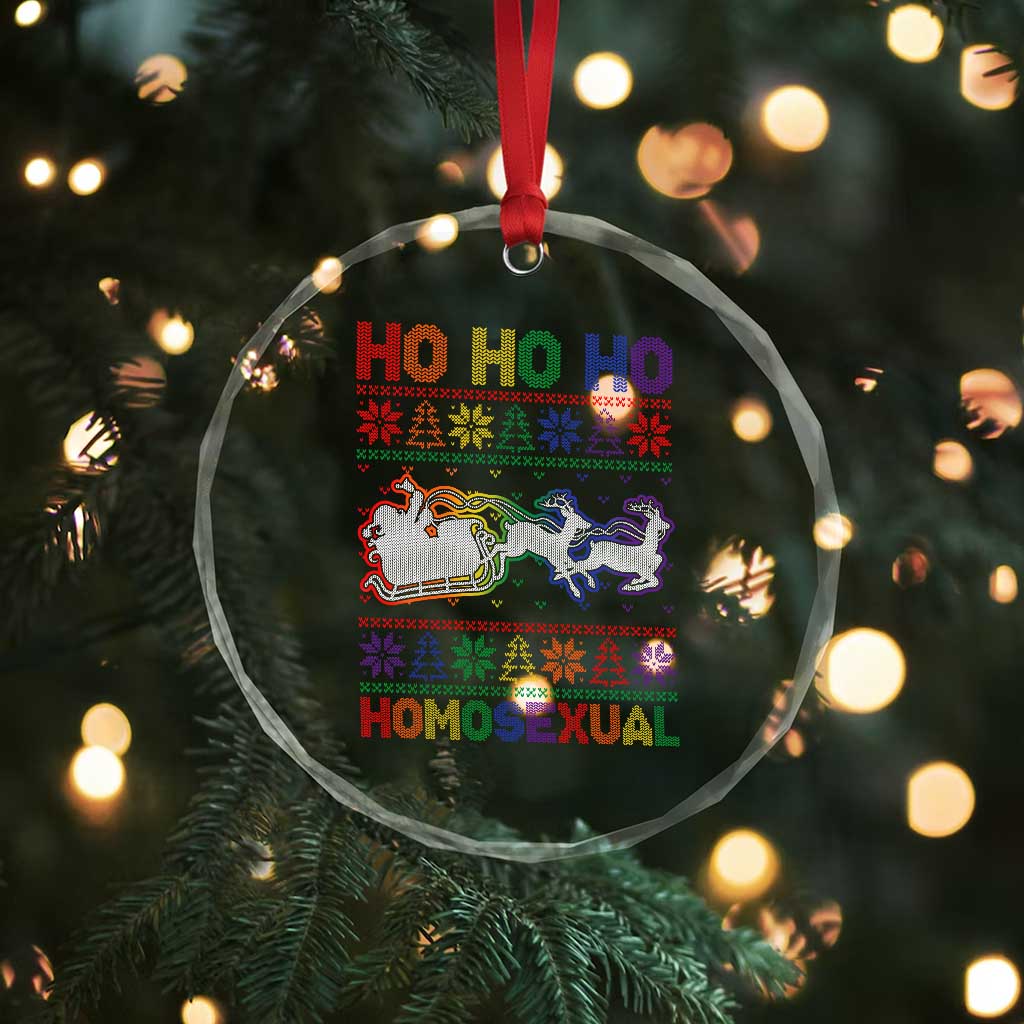 Funny Xmas LGBT Crystal Glass Ornament Ho Ho Ho Homosexual TS09 Print Your Wear