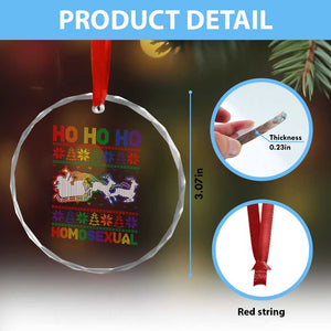 Funny Xmas LGBT Crystal Glass Ornament Ho Ho Ho Homosexual TS09 Print Your Wear