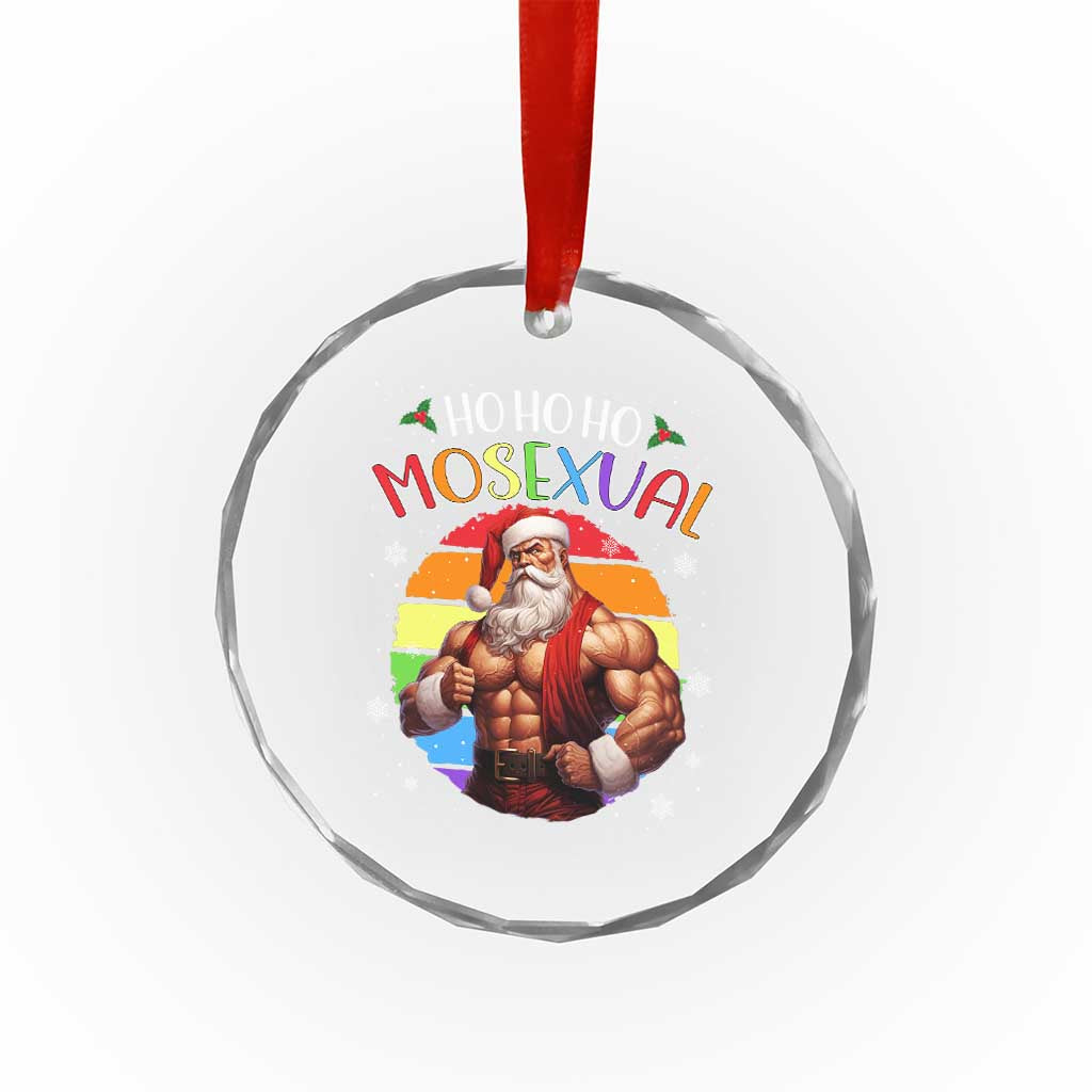 Funny Xmas LGBT Crystal Glass Ornament Ho Ho Ho Mosexual Rainbow Santa TS11 Print Your Wear