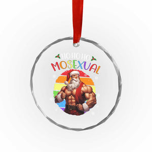 Funny Xmas LGBT Crystal Glass Ornament Ho Ho Ho Mosexual Rainbow Santa TS11 Print Your Wear