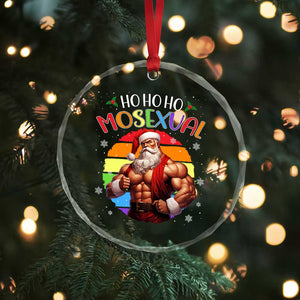 Funny Xmas LGBT Crystal Glass Ornament Ho Ho Ho Mosexual Rainbow Santa TS11 Print Your Wear