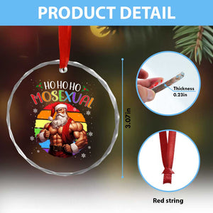 Funny Xmas LGBT Crystal Glass Ornament Ho Ho Ho Mosexual Rainbow Santa TS11 Print Your Wear
