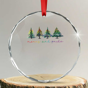 Funny Xmas LGBT Crystal Glass Ornament Merry And Pride Rainbow Xmas Tree TS11 Transparent Glass 3'' Circle Print Your Wear