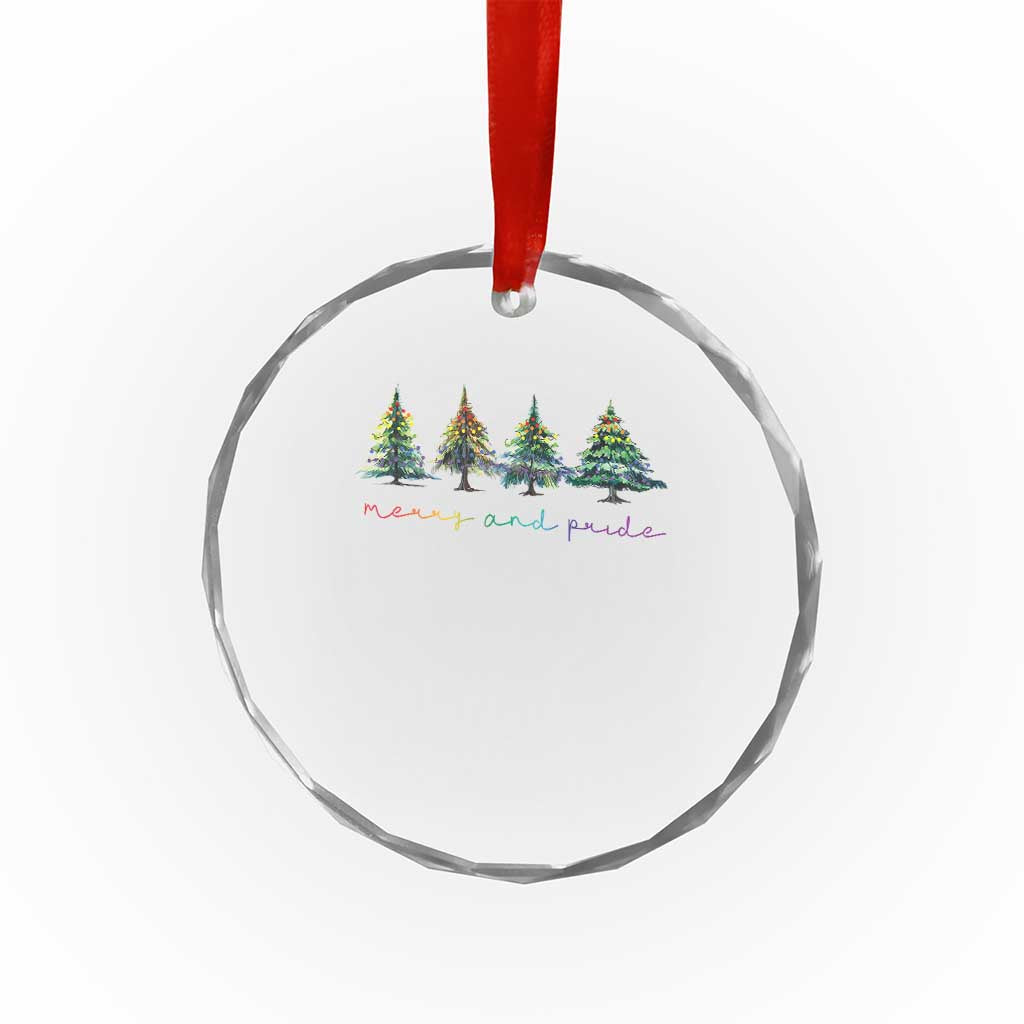 Funny Xmas LGBT Crystal Glass Ornament Merry And Pride Rainbow Xmas Tree TS11 Print Your Wear