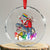 Funny Xmas LGBT Crystal Glass Ornament Rainbow Flag Santa Riding Dinosaur TS09 Transparent Glass 3'' Circle Print Your Wear