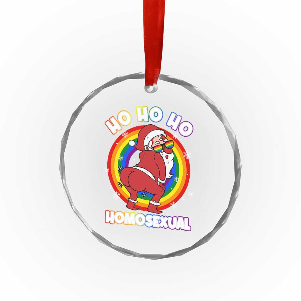 Funny Xmas LGBT Crystal Glass Ornament Santa Ho Ho Ho Homosexual TS09 Print Your Wear