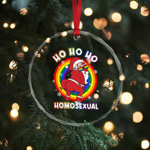 Funny Xmas LGBT Crystal Glass Ornament Santa Ho Ho Ho Homosexual TS09 Print Your Wear