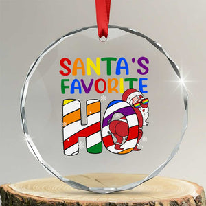 Funny Xmas LGBT Crystal Glass Ornament Santas Favorite Ho Rainbow TS09 Transparent Glass 3'' Circle Print Your Wear