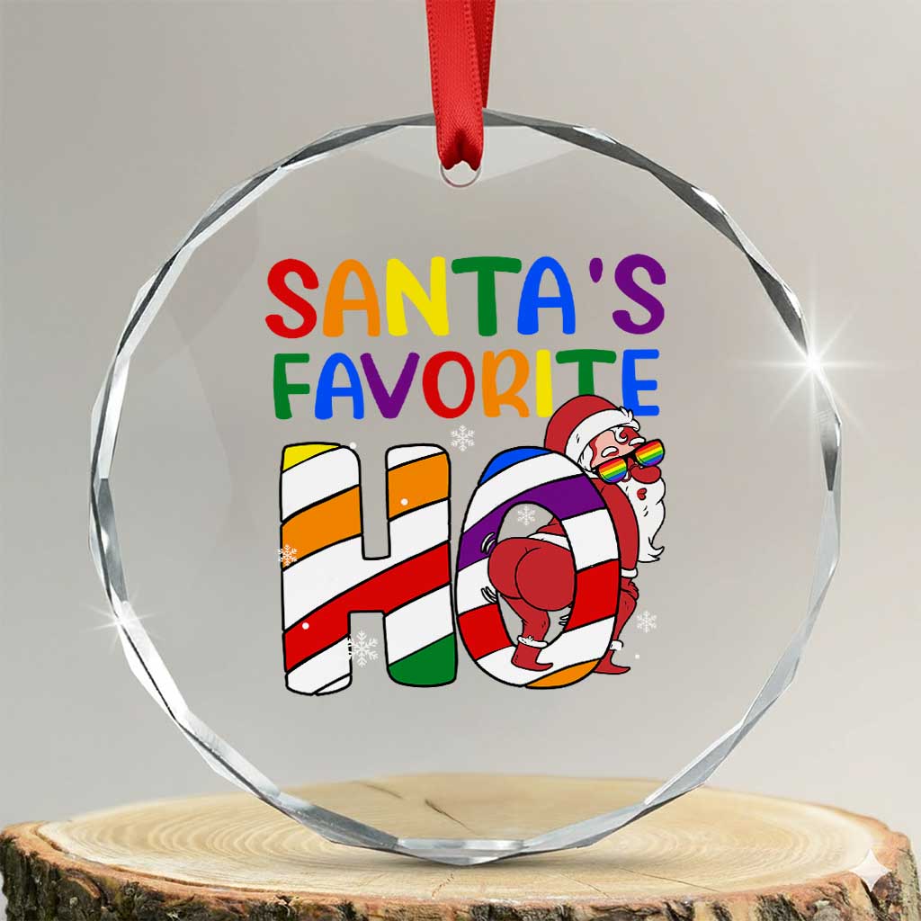 Funny Xmas LGBT Crystal Glass Ornament Santas Favorite Ho Rainbow TS09 Transparent Glass 3'' Circle Print Your Wear