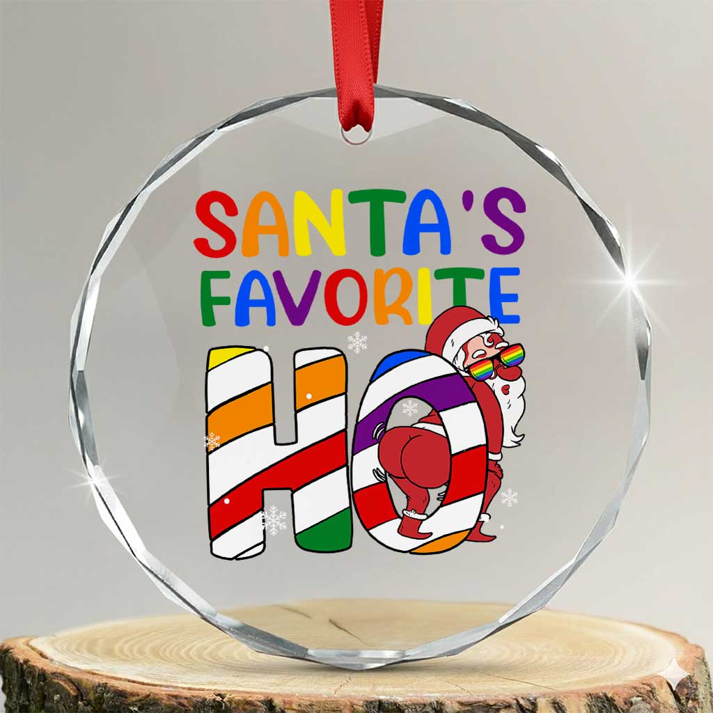 Funny Xmas LGBT Crystal Glass Ornament Santas Favorite Ho Rainbow TS09 Transparent Glass 3'' Circle Print Your Wear