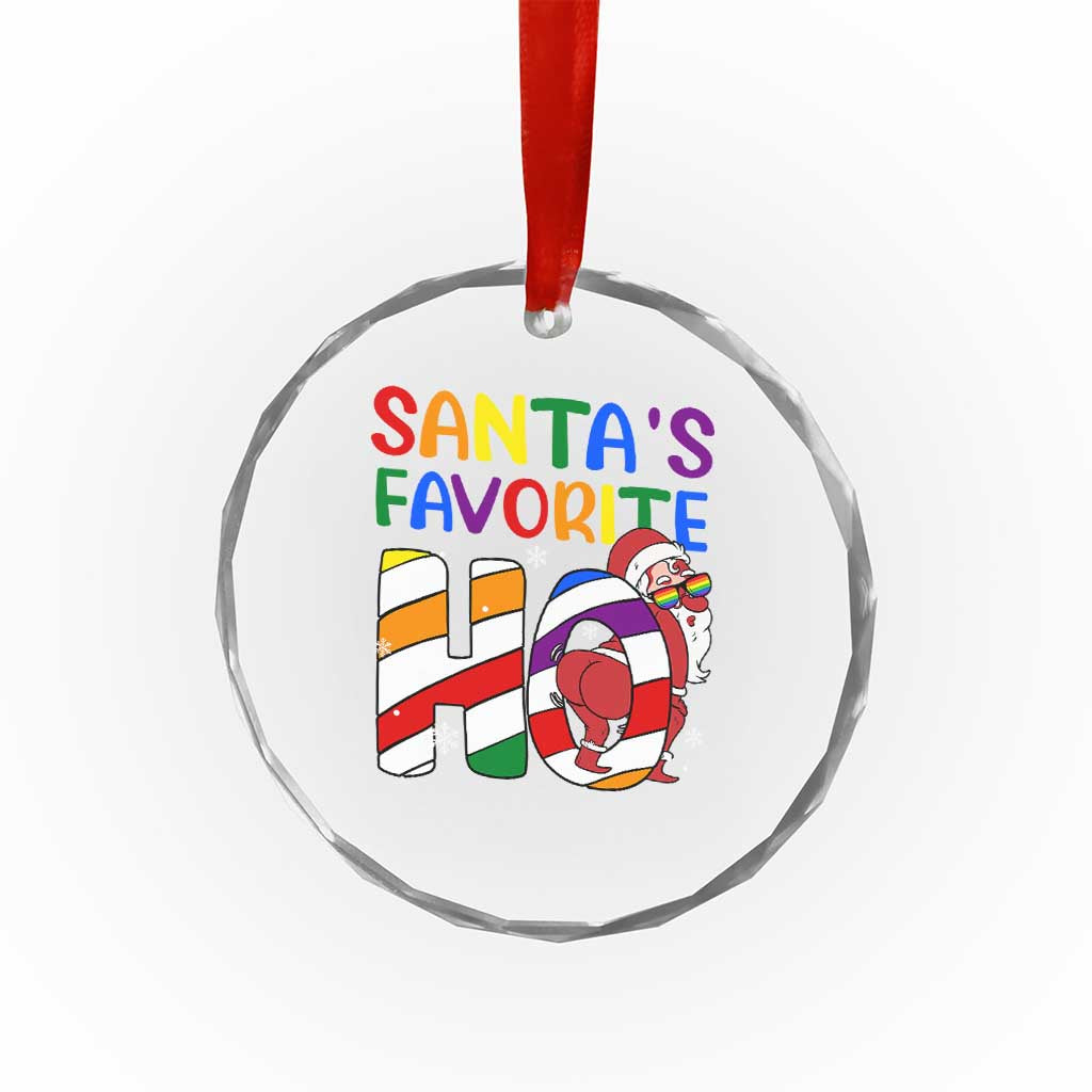 Funny Xmas LGBT Crystal Glass Ornament Santas Favorite Ho Rainbow TS09 Print Your Wear