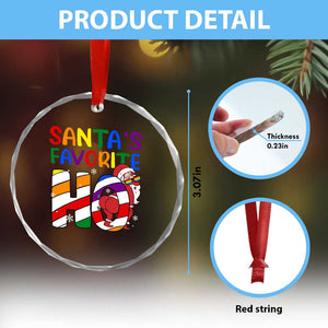 Funny Xmas LGBT Crystal Glass Ornament Santas Favorite Ho Rainbow TS09 Print Your Wear