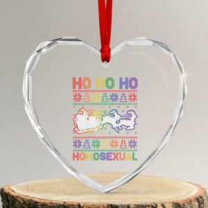 Funny Xmas LGBT Heart Crystal Glass Ornament Ho Ho Ho Homosexual TS09 Transparent Glass 3'' Heart Print Your Wear