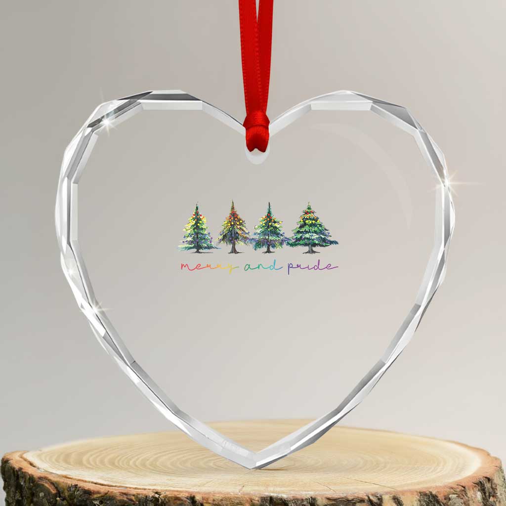 Funny Xmas LGBT Heart Crystal Glass Ornament Merry And Pride Rainbow Xmas Tree TS11 Transparent Glass 3'' Heart Print Your Wear