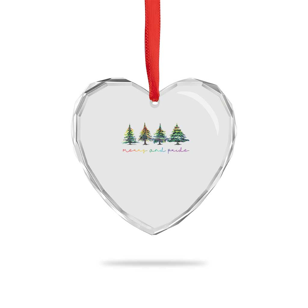 Funny Xmas LGBT Heart Crystal Glass Ornament Merry And Pride Rainbow Xmas Tree TS11 Print Your Wear