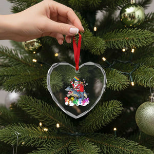 Funny Xmas LGBT Heart Crystal Glass Ornament Rainbow Flag Santa Riding Dinosaur TS09 Print Your Wear