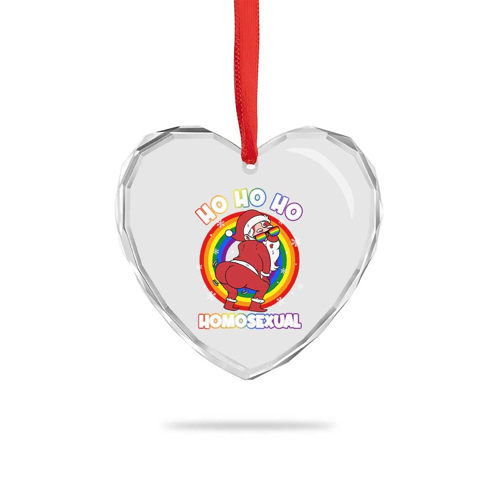 Funny Xmas LGBT Heart Crystal Glass Ornament Santa Ho Ho Ho Homosexual TS09 Print Your Wear