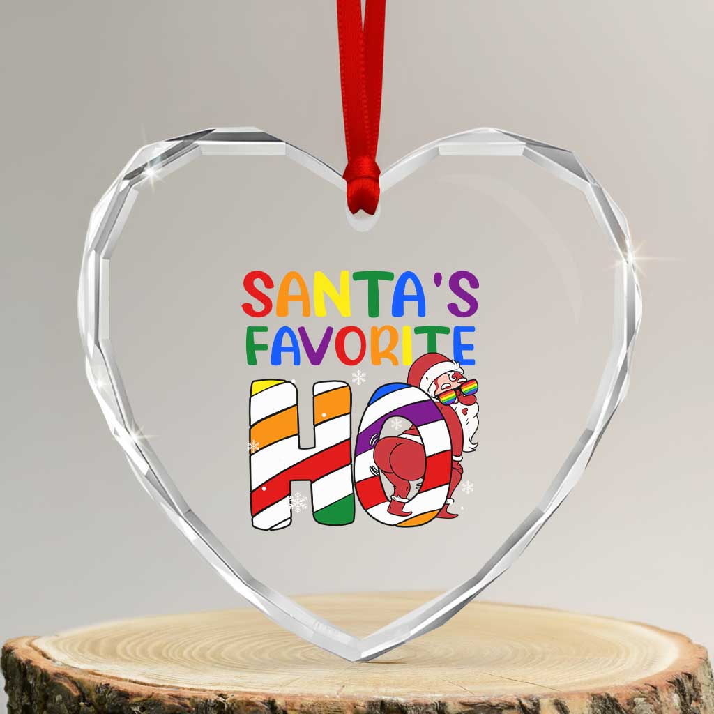 Funny Xmas LGBT Heart Crystal Glass Ornament Santas Favorite Ho Rainbow TS09 Transparent Glass 3'' Heart Print Your Wear