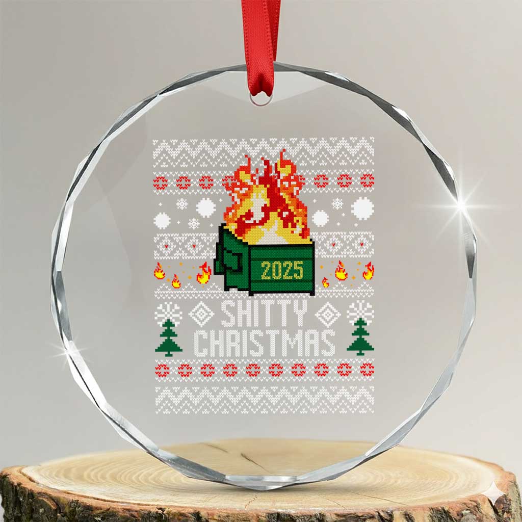 Funny Xmas Lil Dumpster Fire Crystal Glass Ornament Shitty Christmas Festive Holiday TS11 Transparent Glass 3'' Circle Print Your Wear