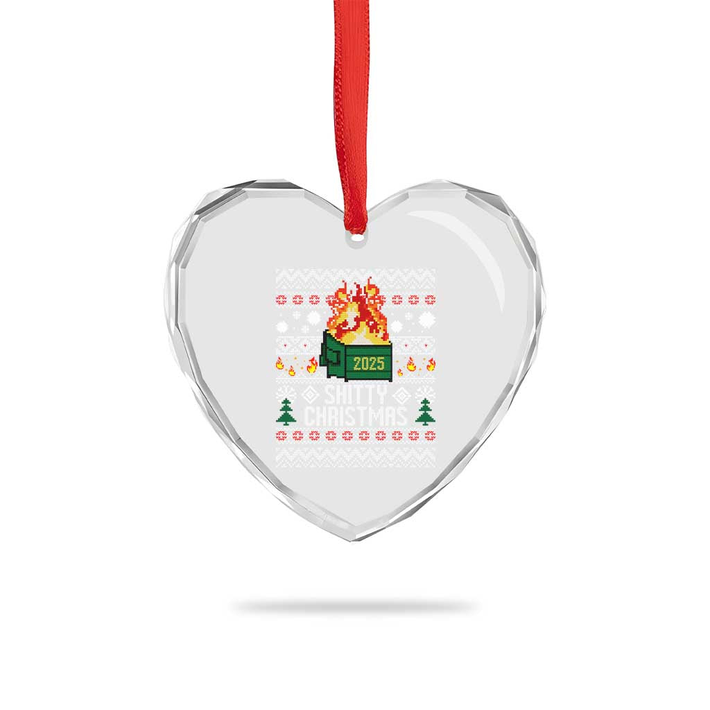 Funny Xmas Lil Dumpster Fire Heart Crystal Glass Ornament Shitty Christmas Festive Holiday TS11 Print Your Wear