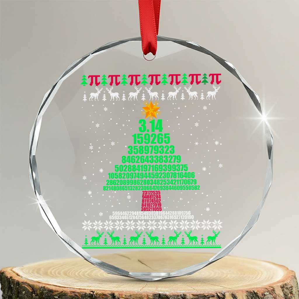 Funny Xmas Math Crystal Glass Ornament 3.14 Pi Christmas Tree TS09 Transparent Glass 3'' Circle Print Your Wear