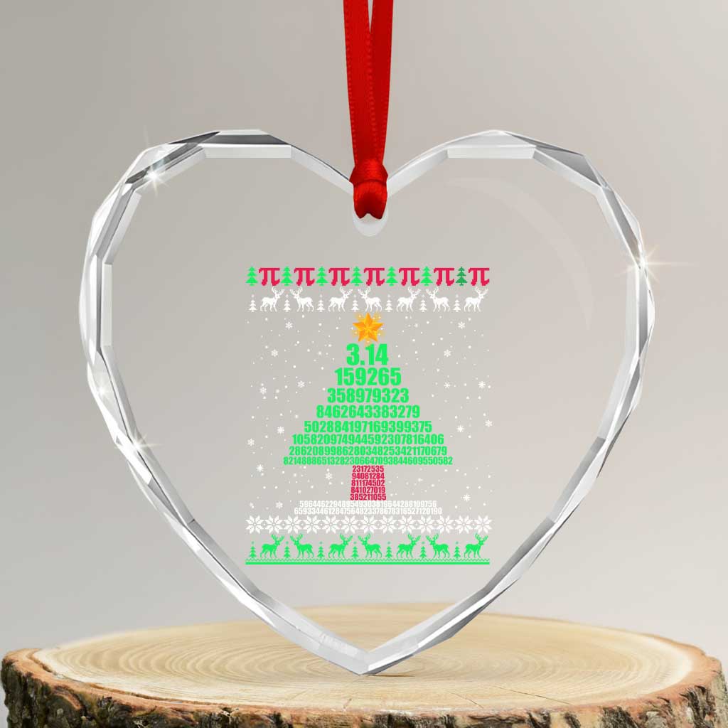 Funny Xmas Math Heart Crystal Glass Ornament 3.14 Pi Christmas Tree TS09 Transparent Glass 3'' Heart Print Your Wear
