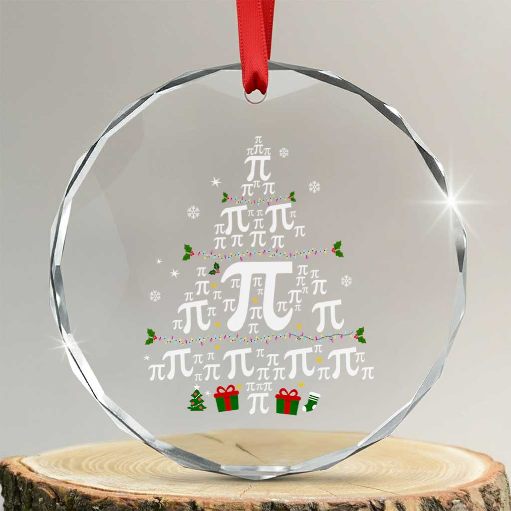 Funny Xmas Math Teacher Crystal Glass Ornament Pi Christmas Tree TS09 Transparent Glass 3'' Circle Print Your Wear