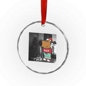 Funny Xmas Meme Chilling Guy Santa Crystal Glass Ornament TS09 Print Your Wear