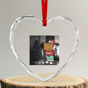 Funny Xmas Meme Chilling Guy Santa Heart Crystal Glass Ornament TS09 Transparent Glass 3'' Heart Print Your Wear