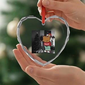 Funny Xmas Meme Chilling Guy Santa Heart Crystal Glass Ornament TS09 Print Your Wear