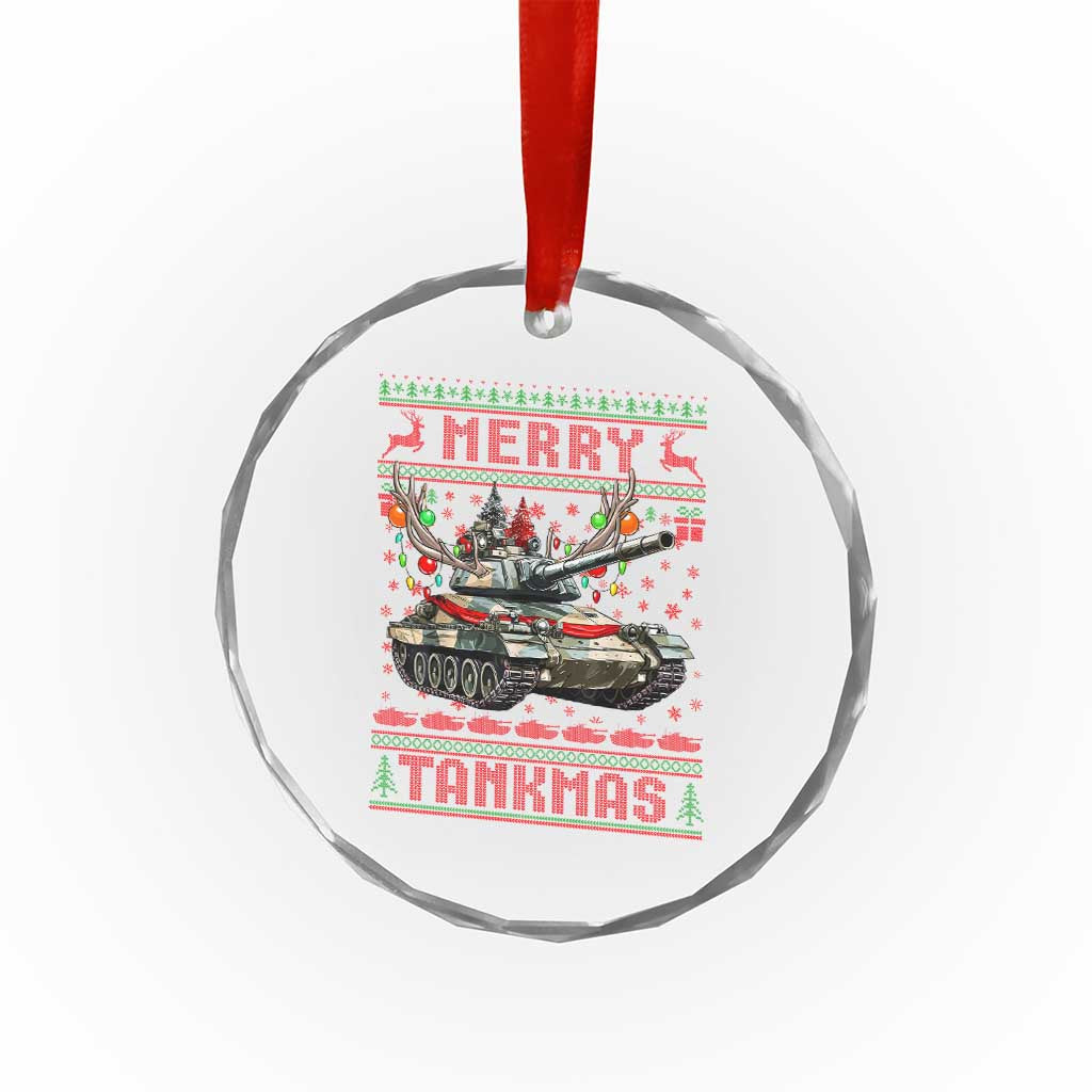Funny Xmas Military Crystal Glass Ornament Merry Tankmas Tank Veteran Army TS09 Print Your Wear