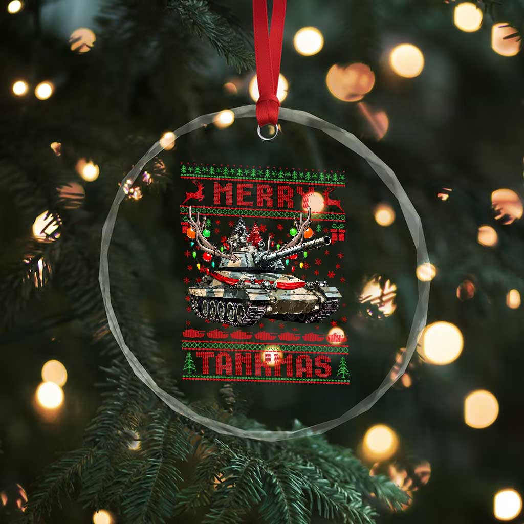 Funny Xmas Military Crystal Glass Ornament Merry Tankmas Tank Veteran Army TS09 Print Your Wear