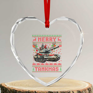 Funny Xmas Military Heart Crystal Glass Ornament Merry Tankmas Tank Veteran Army TS09 Transparent Glass 3'' Heart Print Your Wear
