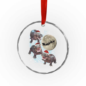 Funny Xmas Moo Deng Crystal Glass Ornament Baby Hippo Santa Sleigh Galaxy Outer Space TS09 Print Your Wear