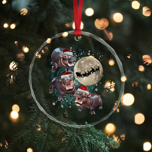 Funny Xmas Moo Deng Crystal Glass Ornament Baby Hippo Santa Sleigh Galaxy Outer Space TS09 Print Your Wear
